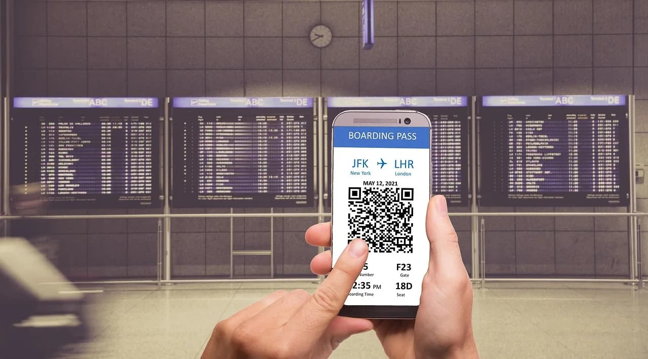Airport check-in counter with boarding pass, representing pet export departure day