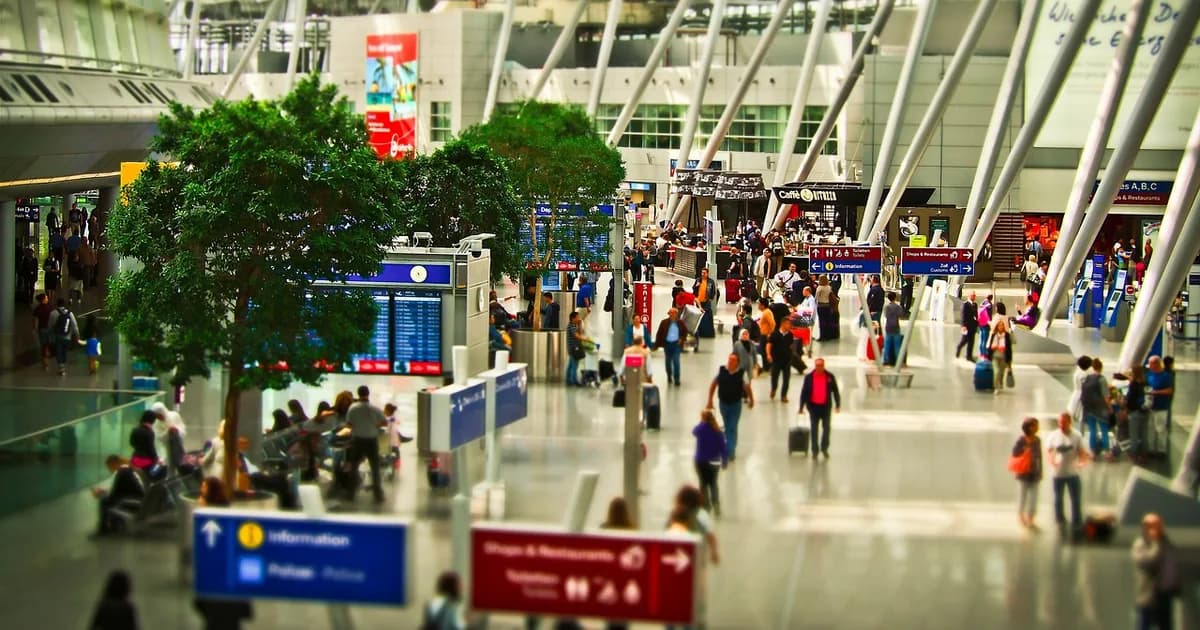 Arrivals hall at an airport terminal